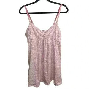 Oscar de la Renta Pink Label Nightgown Size L BabyDoll 100% Cotton Polka Dot